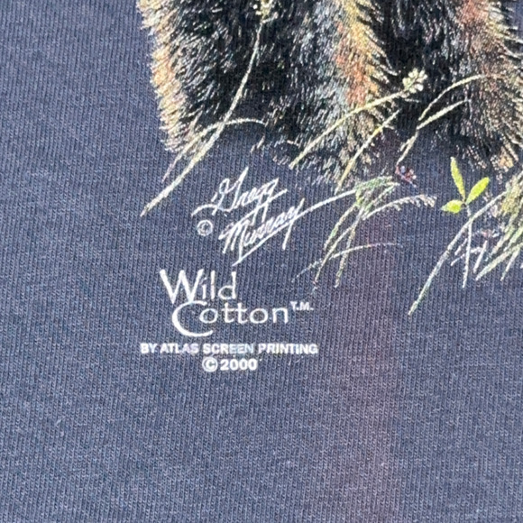 Vintage Bear Cub Shirt Adult EXTRA LARGE Blue Nature Diversity Art USA Made Y2K - Picture 7 of 10